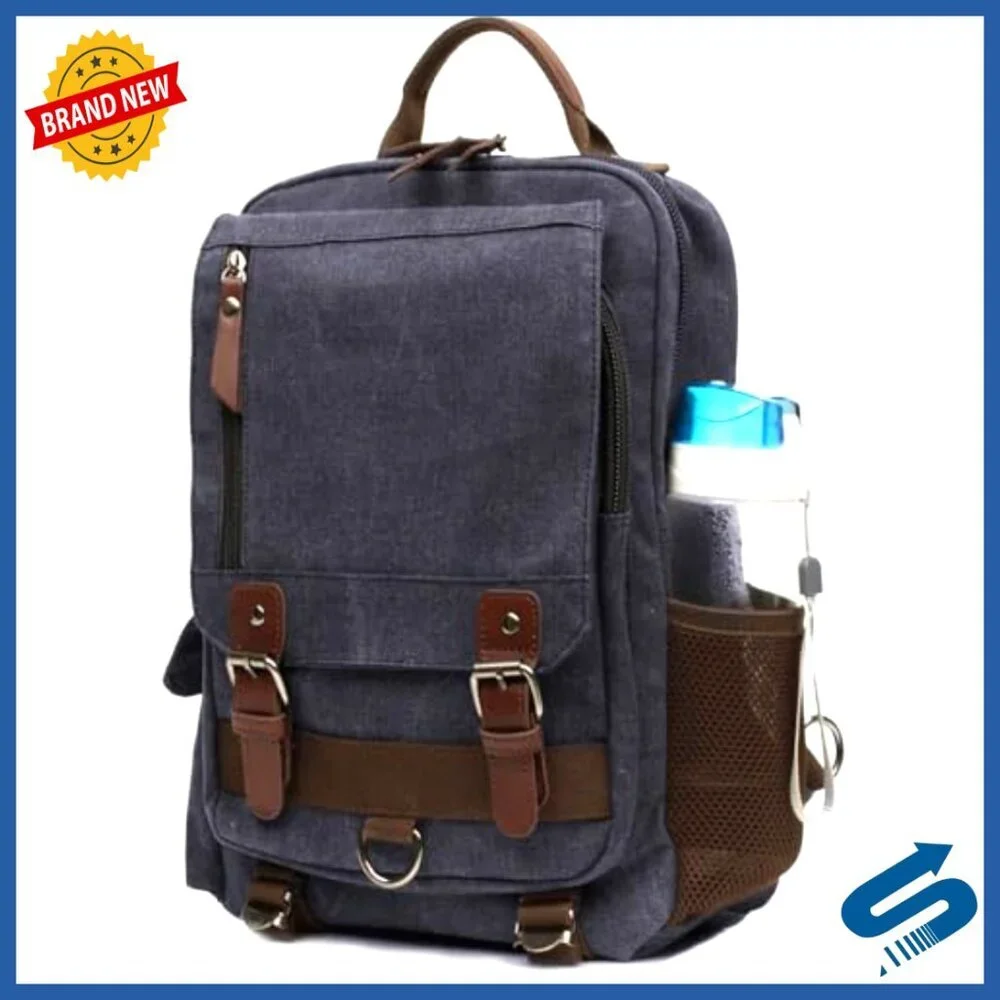 Canvas Cross Body Messenger Bag Retro Multifunctional Travel Backpack Adjustable